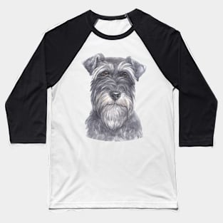 Salt & Pepper Miniature Schnauzer Watercolor Art Baseball T-Shirt